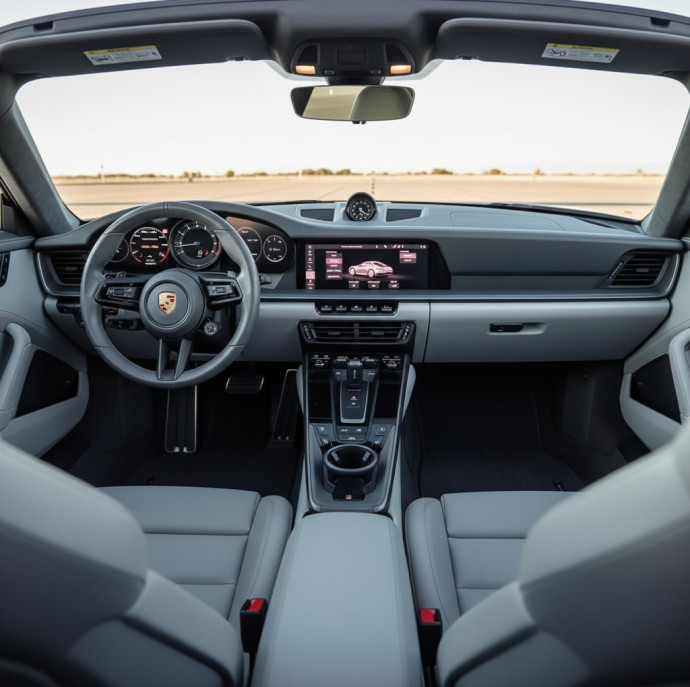 Заезд на спорткаре Porsche 911 992 4S на гоночном треке в Москве