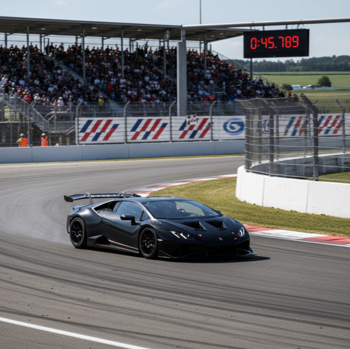 Заезд на спорткаре Lamborghini Huracan на гоночном треке в Москве