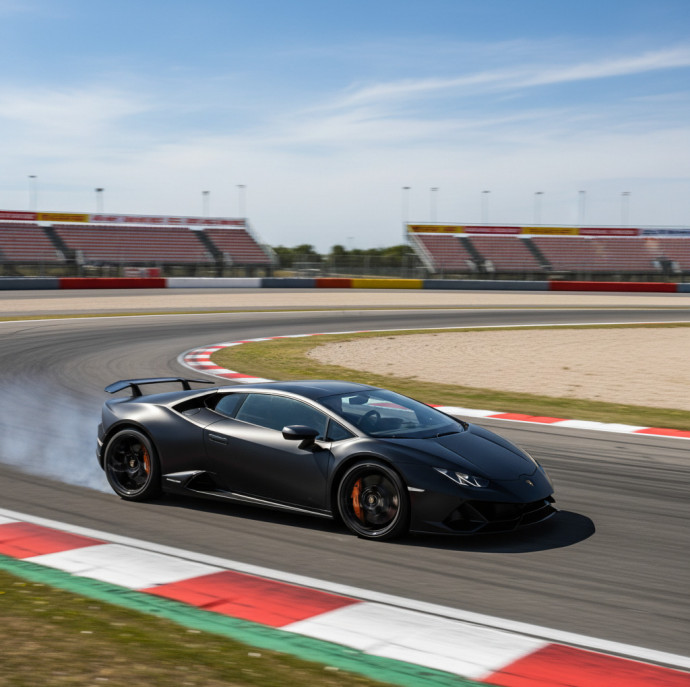 Заезд на спорткаре Lamborghini Huracan на гоночном треке в Москве