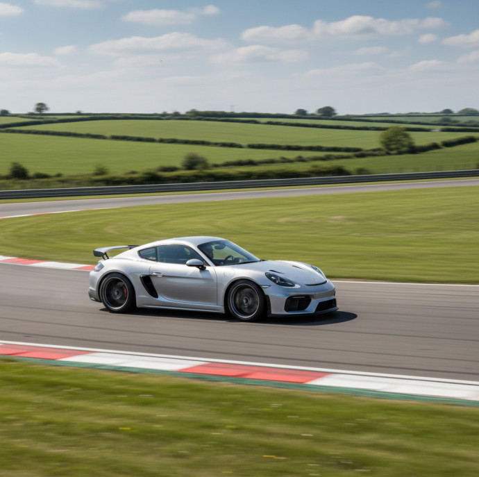 Заезд на спорткаре Porsche Cayman GT4 на гоночном треке в Москве