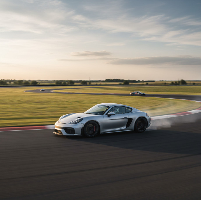 Заезд на спорткаре Porsche Cayman GT4 на гоночном треке в Москве