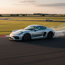 Заезд на спорткаре Porsche Cayman GT4 на гоночном треке в Москве