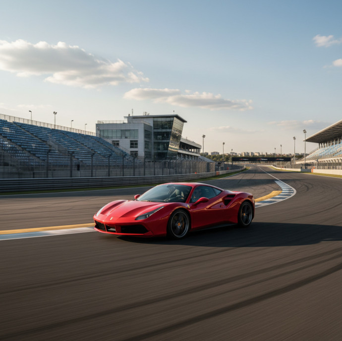 Заезд на спорткаре Ferrari 488 GTB на гоночном треке в Москве