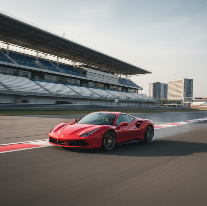 Заезд на спорткаре Ferrari 488 GTB на гоночном треке в Москве