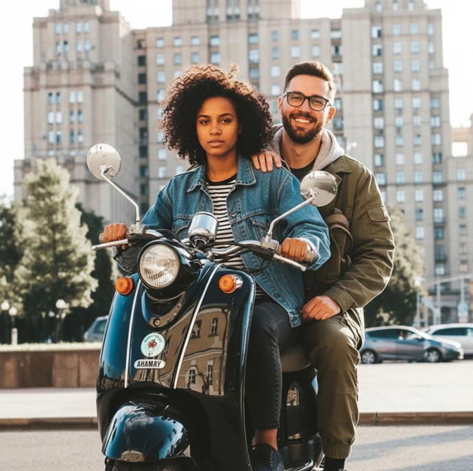 Прогулка на ретро мопеде в Москве