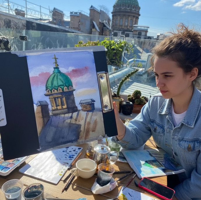 Мастер-класс по акварели Пикник на крыше в Санкт-Петербурге