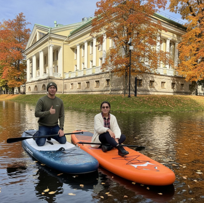 Прогулка на сапах по каменному острову в Санкт-Петербурге