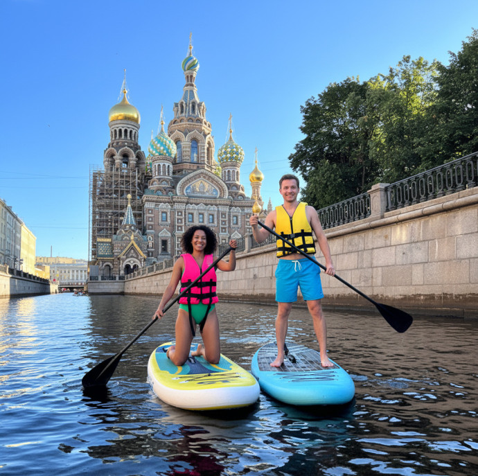Прогулка на сапах в центре Питера в Санкт-Петербурге