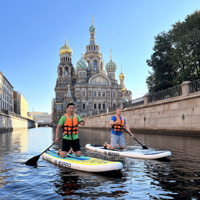 Прогулка на сапах в центре Питера в Санкт-Петербурге