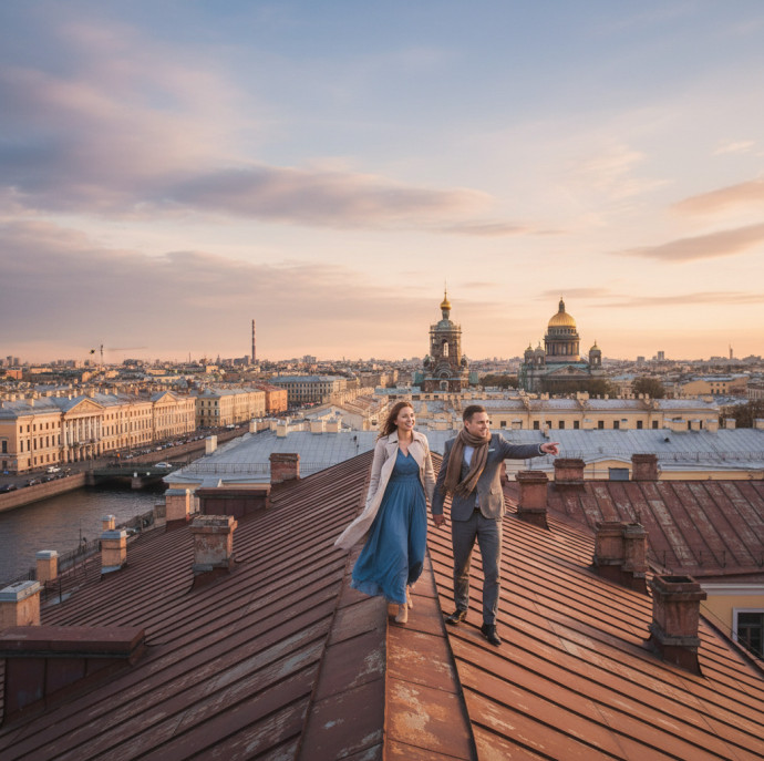 Прогулка по крыше в Санкт-Петербурге